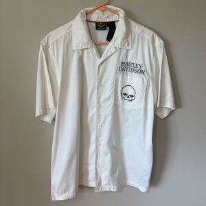 Harley Davidson Willie G Skull Embroidered Fishing Shirt L